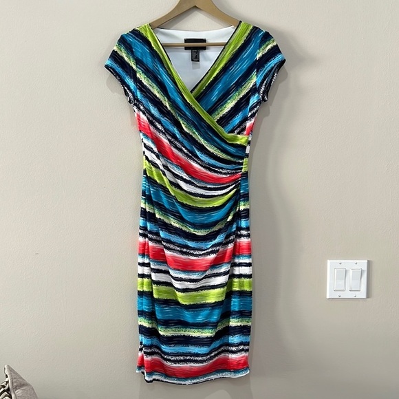 Frank Lyman Colorful Faux Wrap Dress in size 4